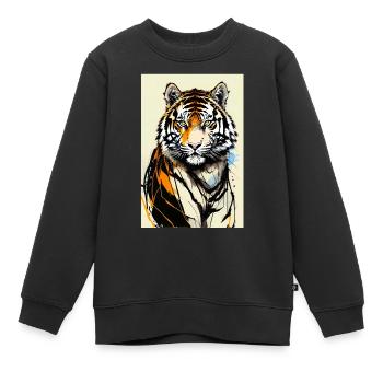 Inkpunk Tiger 1 - Sweat Premium enfant bio - noir - Devant - AI Model Kid Female (0cm)