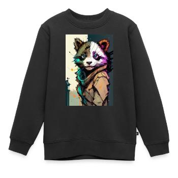 Inkpunk Panda 2 - Sweat Premium enfant bio - noir - Devant - AI Model Kid Female (0cm)