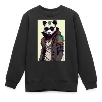 Panda inkpunk avec lunettes de soleil 2 - Sweat Premium enfant bio - noir - Devant - AI Model Kid Female (0cm)
