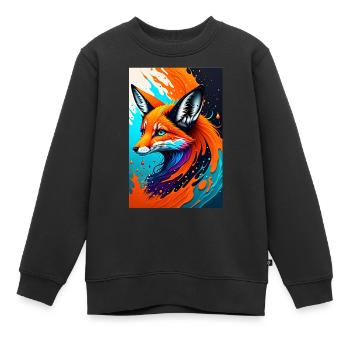 Art coloré Potrait Fox 1 - Sweat Premium enfant bio - noir - Devant - AI Model Kid Female (0cm)