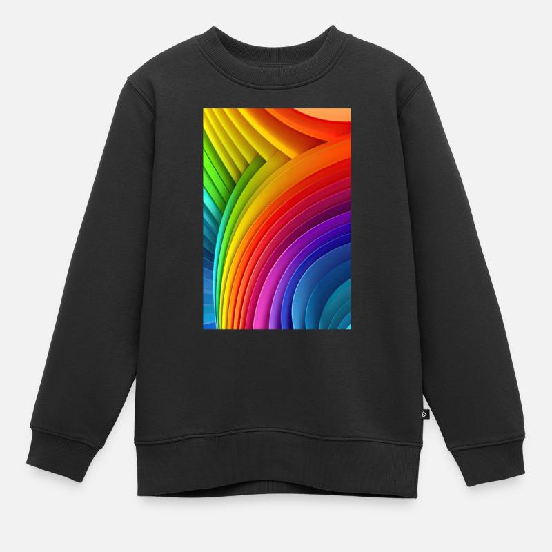 Rainbow Reverie: Impression colorée LGTBQ + Pattern Art - Sweat Premium enfant bio - noir