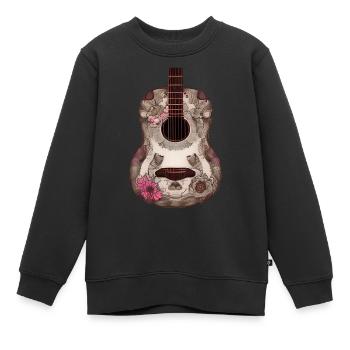 Guitare Instrument de Musique Instrument Plumé Guitariste - Sweat Premium enfant bio - noir - Devant - AI Model Kid Female (0cm)