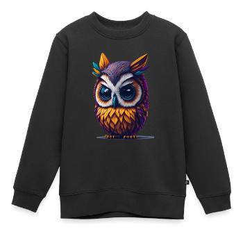 Hibou 3 - Sweat Premium enfant bio - noir - Devant - AI Model Kid Female (0cm)