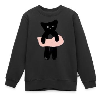 Babykatze in der menschlichen Handfläche5 - Kinder Premium Organic Sweatshirt - Schwarz - Vorne - AI Model Kid Female (0cm)