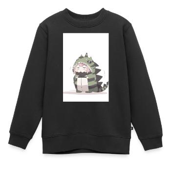 Dino Cutie: Charmante Zeichnung eines süßen Anime-Mädchens - Kinder Premium Organic Sweatshirt - Schwarz - Vorne - AI Model Kid Female (0cm)