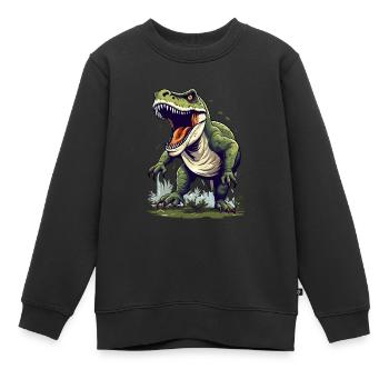 Illustration of a Tyranosaurus. AI generated - Kids Premium Organic Sweatshirt - black - Front - AI Model Kid Female (0cm)