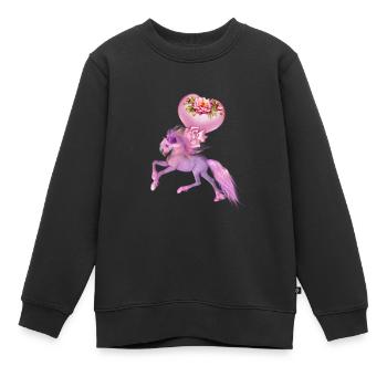 Merveilleux poulain fantastique avec des cœurs. - Sweat Premium enfant bio - noir - Devant - AI Model Kid Female (0cm)