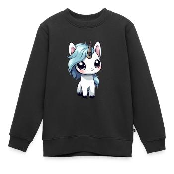 Licorne Dessin mignon - Sweat Premium enfant bio - noir - Devant - AI Model Kid Female (0cm)