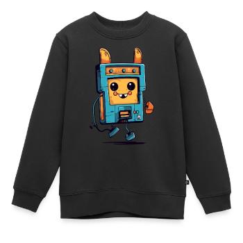 Jim der Walkman - Kinder Premium Organic Sweatshirt - Schwarz - Vorne - AI Model Kid Female (0cm)