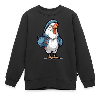Bobby le coq grognon - Sweat Premium enfant bio - noir - Devant - AI Model Kid Female (0cm)