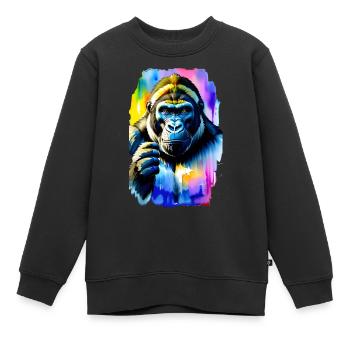 Gorille #1 - Sweat Premium enfant bio - noir - Devant - AI Model Kid Female (0cm)