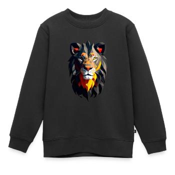 Lion #2 - Sweat Premium enfant bio - noir - Devant - AI Model Kid Female (0cm)