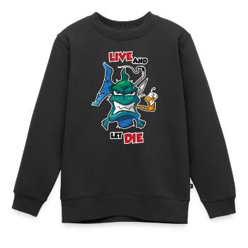 Live and let die - Predatory fish angler funny saying - Kids Premium Organic Sweatshirt - black - Front - AI Model Kid Female (0cm)