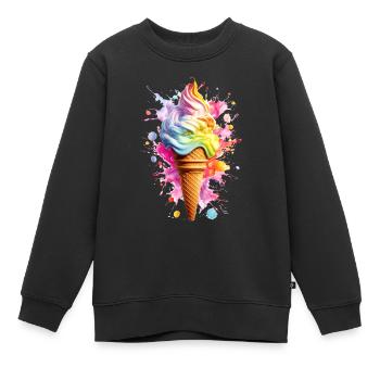 Rainbow Ice Cream Blast Summer Lifestye - Kids Premium Organic Sweatshirt - black - Front - AI Model Kid Female (0cm)