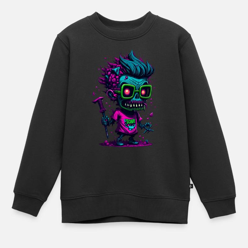 Bunter cooler Zombie - Kinder Premium Organic Sweatshirt - Schwarz
