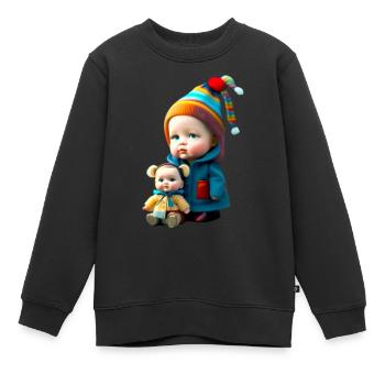 Puppen - Kinder Premium Organic Sweatshirt - Schwarz - Vorne - AI Model Kid Female (0cm)