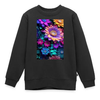 Floral 133 - Sweat Premium enfant bio - noir - Devant - AI Model Kid Female (0cm)