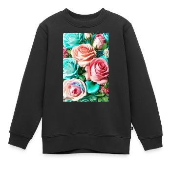 Floral 150 - Sweat Premium enfant bio - noir - Devant - AI Model Kid Female (0cm)