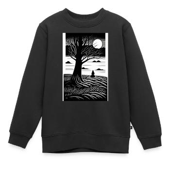 Pleine Lune en noir et blanc - Sweat Premium enfant bio - noir - Devant - AI Model Kid Female (0cm)