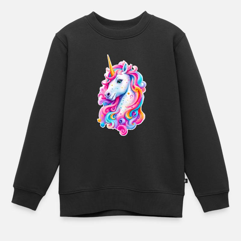 Licorne arc-en-ciel 01 - Sweat Premium enfant bio - noir