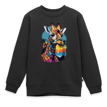 Safari urbain à Miami: girafe colorée - Sweat Premium enfant bio - noir - Devant - AI Model Kid Female (0cm)