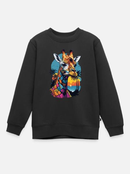 Safari urbain à Miami: girafe colorée - Sweat Premium enfant bio - noir