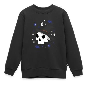 Halloween Schädel Illustration mit Spinnen - Kinder Premium Organic Sweatshirt - Schwarz - Vorne - AI Model Kid Female (0cm)