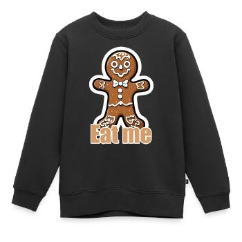 Lebkuchenmann / Weihnachten / Weihnachtsmann - Kinder Premium Organic Sweatshirt - Schwarz - Vorne - AI Model Kid Female (0cm)