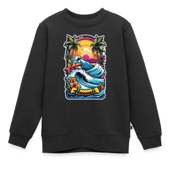 Surfen Strand Palme Sonnenschein Urlaub - Kinder Premium Organic Sweatshirt - Schwarz - Vorne - AI Model Kid Female (0cm)