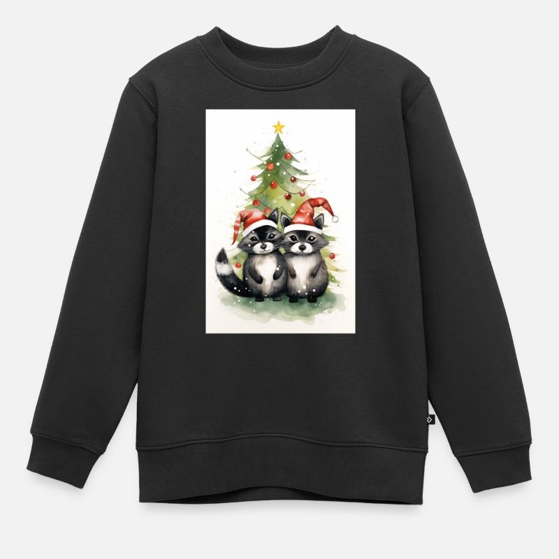 Ratons laveurs de Noël - Sweat Premium enfant bio - noir