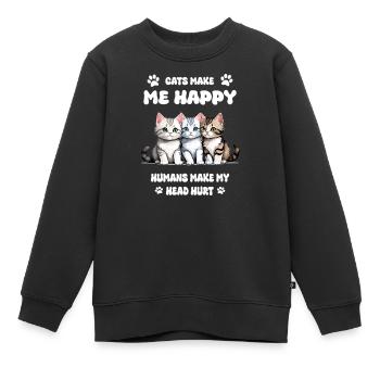Katzen machen mich Glücklich... - Kinder Premium Organic Sweatshirt - Schwarz - Vorne - AI Model Kid Female (0cm)