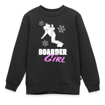 Snowboard Boarder Girl - Planche de piste Girl Woman - Sweat Premium enfant bio - noir - Devant - AI Model Kid Female (0cm)