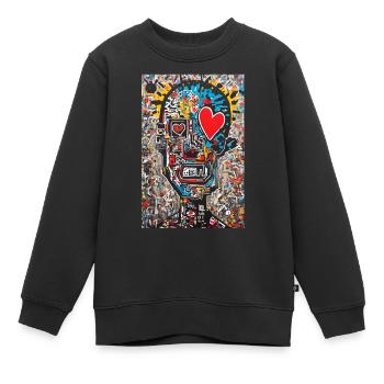"Amour Urbain" - Sweat Premium enfant bio - noir - Devant - AI Model Kid Female (0cm)