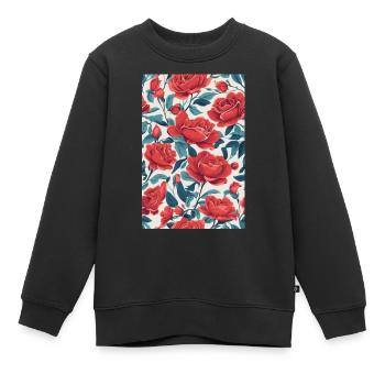 Rote Rosen - Kinder Premium Organic Sweatshirt - Schwarz - Vorne - AI Model Kid Female (0cm)