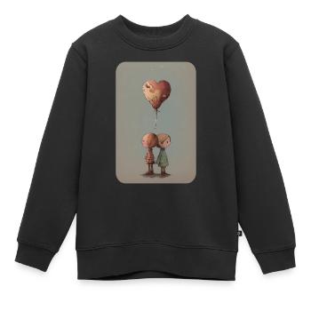 Couple tombant amoureux - Sweat Premium enfant bio - noir - Devant - AI Model Kid Female (0cm)