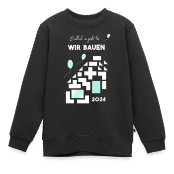 wir bauen Hausbau - Kinder Premium Organic Sweatshirt - Schwarz - Vorne - AI Model Kid Female (0cm)