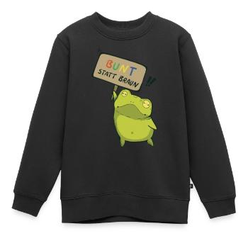 Bunt statt Braun Demo Frosch - Kinder Premium Organic Sweatshirt - Schwarz - Vorne - AI Model Kid Female (0cm)
