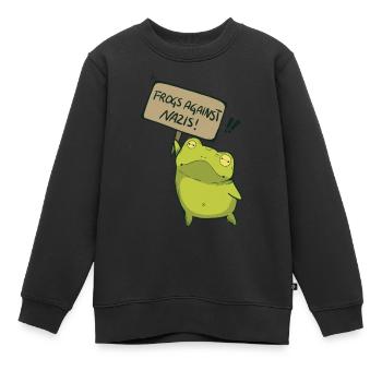Frogs against Nazis - Kinder Premium Organic Sweatshirt - Schwarz - Vorne - AI Model Kid Female (0cm)