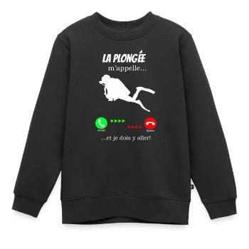 Diving is calling me - Kids Premium Organic Sweatshirt - black - Front - AI Model Kid Female (0cm)