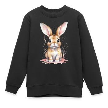 Ein Aquarell-Kawaii-Hase bringt dein Herz zum Schmelzen - Kinder Premium Organic Sweatshirt - Schwarz - Vorne - AI Model Kid Female (0cm)
