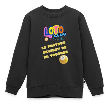 LOTO - BINGO - 9 - LE FACTEUR REVIENT DE TOURNEE - Sweat Premium enfant bio - noir - Devant - AI Model Kid Female (0cm)