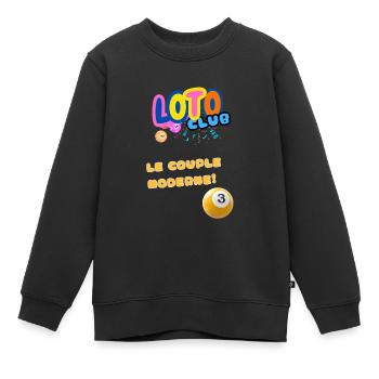 LOTO - BINGO - 3 - LE COUPLE MODERNE - Sweat Premium enfant bio - noir - Devant - AI Model Kid Female (0cm)