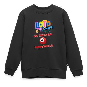 LOTO - BINGO - 4 - LA MAIN DU MENUISIER - Sweat Premium enfant bio - noir - Devant - AI Model Kid Female (0cm)