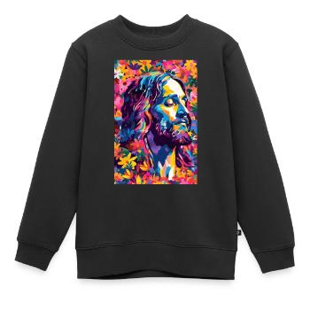 Lebendige Jesus Wandkunst, Digitaler Download, - Kinder Premium Organic Sweatshirt - Schwarz - Vorne - AI Model Kid Female (0cm)