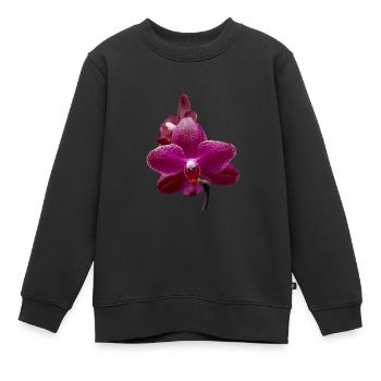 Phalaenopsis salus Fragrancy Fleur d’orchidée - Sweat Premium enfant bio - noir - Devant - AI Model Kid Female (0cm)