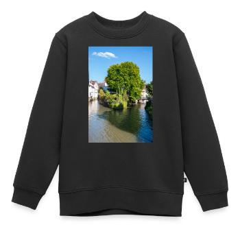 Stadtbild von Esslingen am Neckar von der Agnesbrücke aus - Kinder Premium Organic Sweatshirt - Schwarz - Vorne - AI Model Kid Female (0cm)