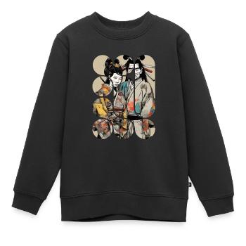 Samurai und Geisha Japanische Kunst - Kinder Premium Organic Sweatshirt - Schwarz - Vorne - AI Model Kid Female (0cm)