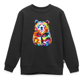 Ours polygone - Sweat Premium enfant bio - noir - Devant - AI Model Kid Female (0cm)