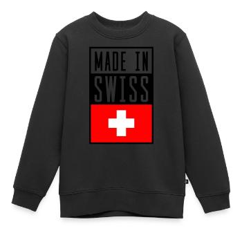swiss made in - Kinder Premium Organic Sweatshirt - Schwarz - Vorne - AI Model Kid Female (0cm)