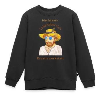 Hier ist mein Lebensbereich Kreativwerkstatt - Kinder Premium Organic Sweatshirt - Schwarz - Vorne - AI Model Kid Female (0cm)